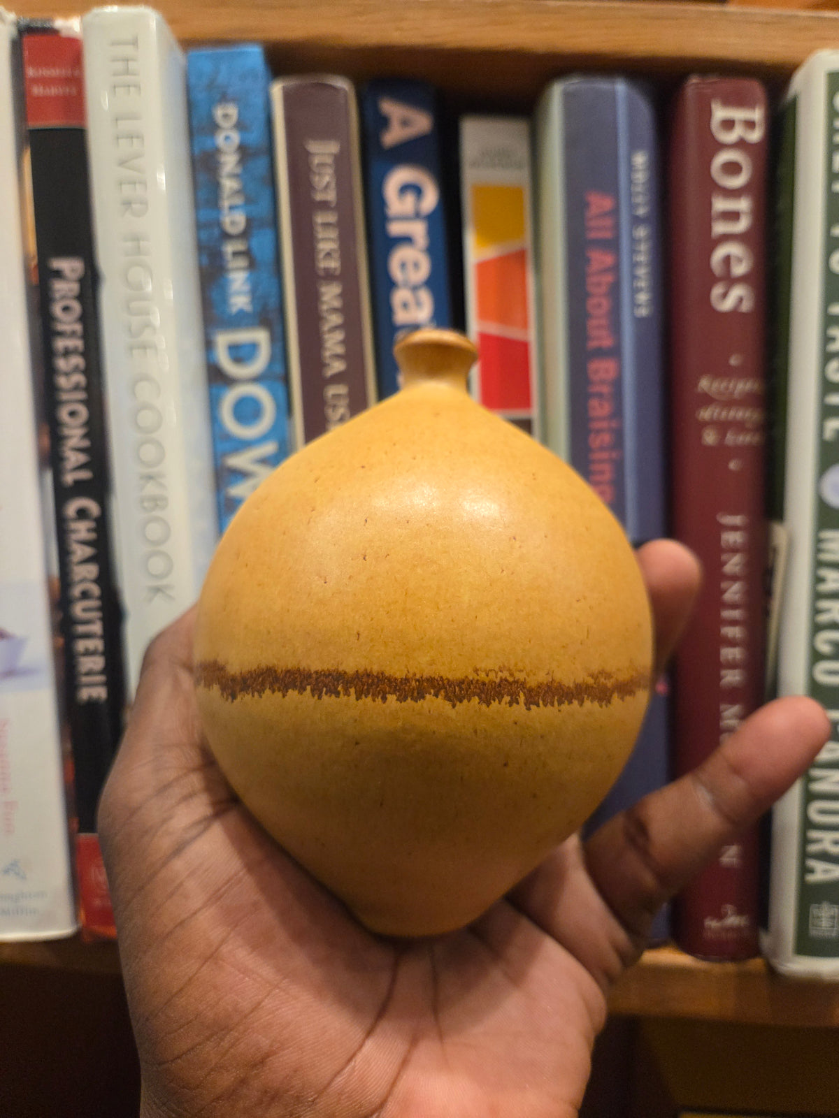 Tall round toasted brown vase