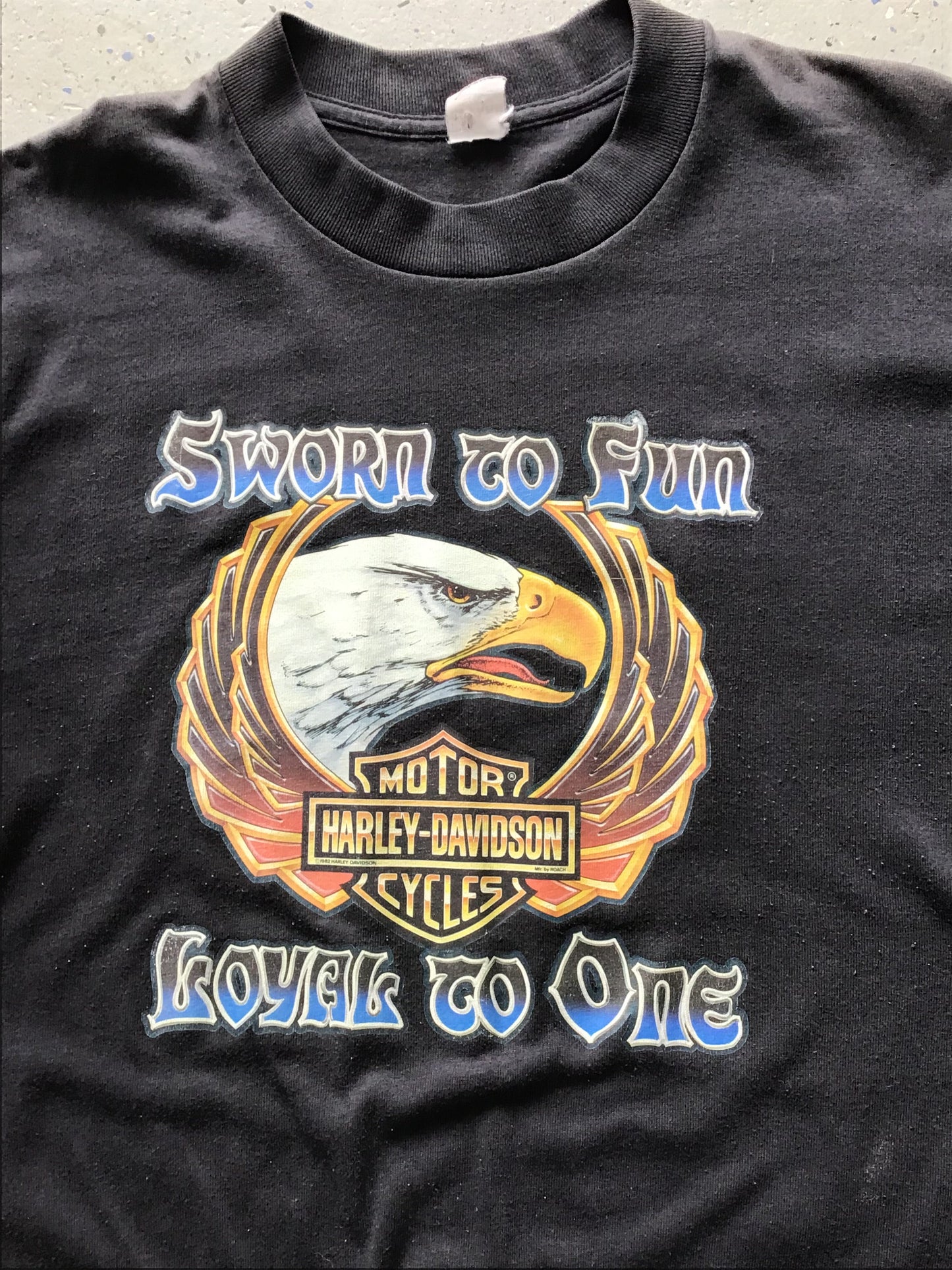 1982 Harley Davidson “sworn to fun, loyal to one”