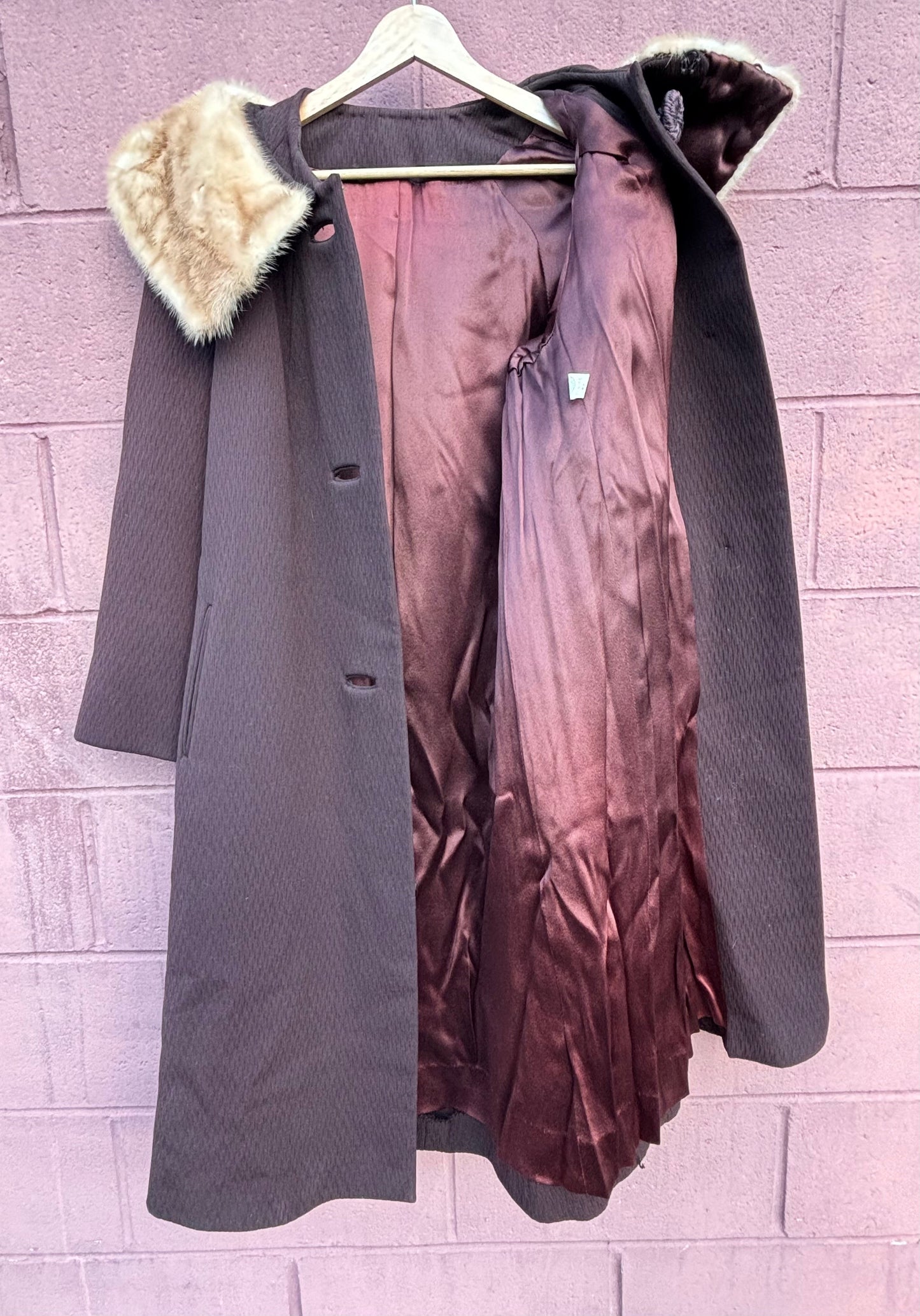 1960's Youthcraft Fur Collar Tweed Women's Jacket Union Brown