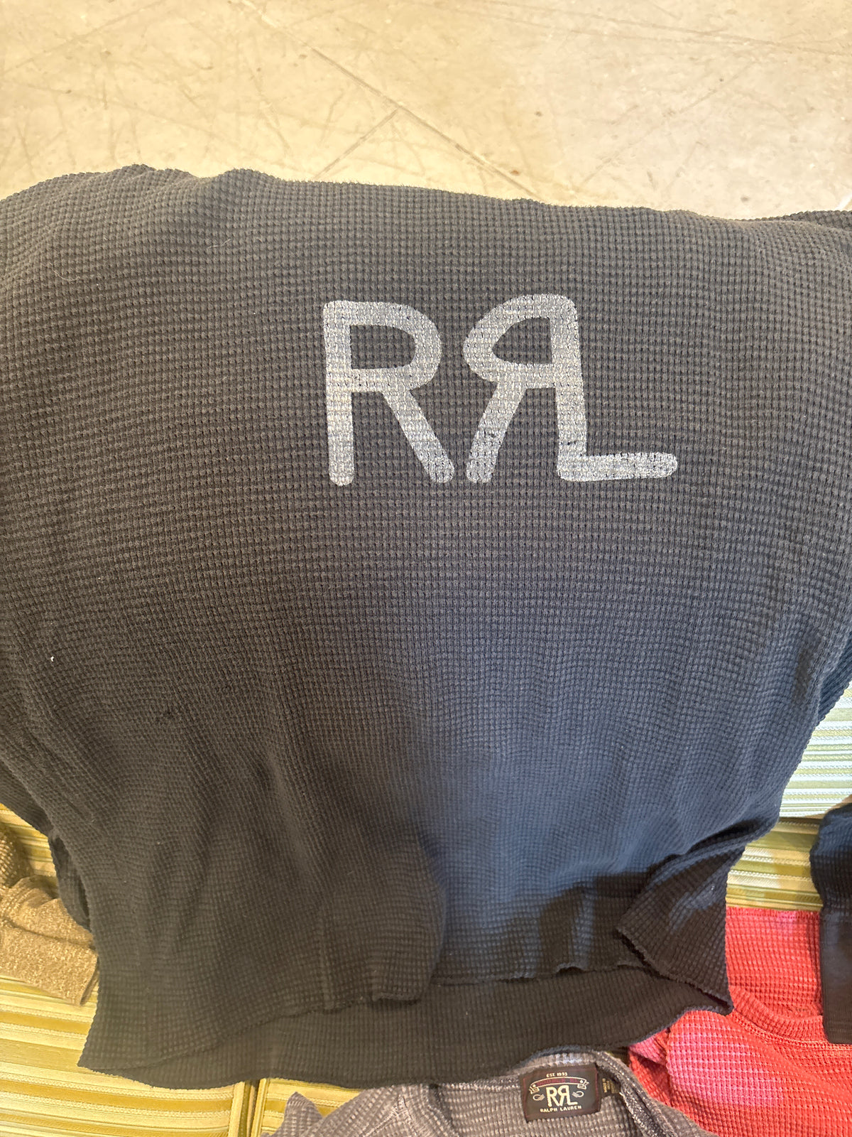 RRL Waffleknit Longsleeve with logo