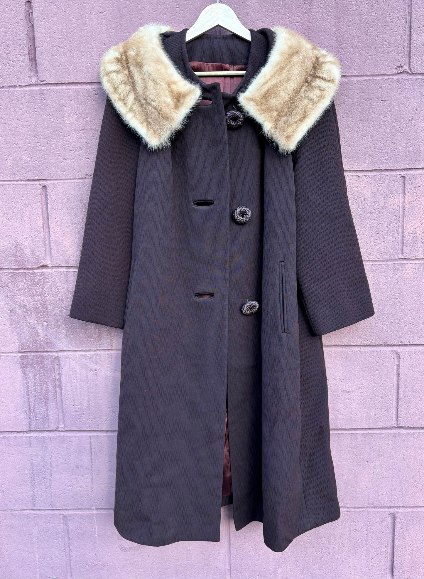 1960's Youthcraft Fur Collar Tweed Women's Jacket Union Brown