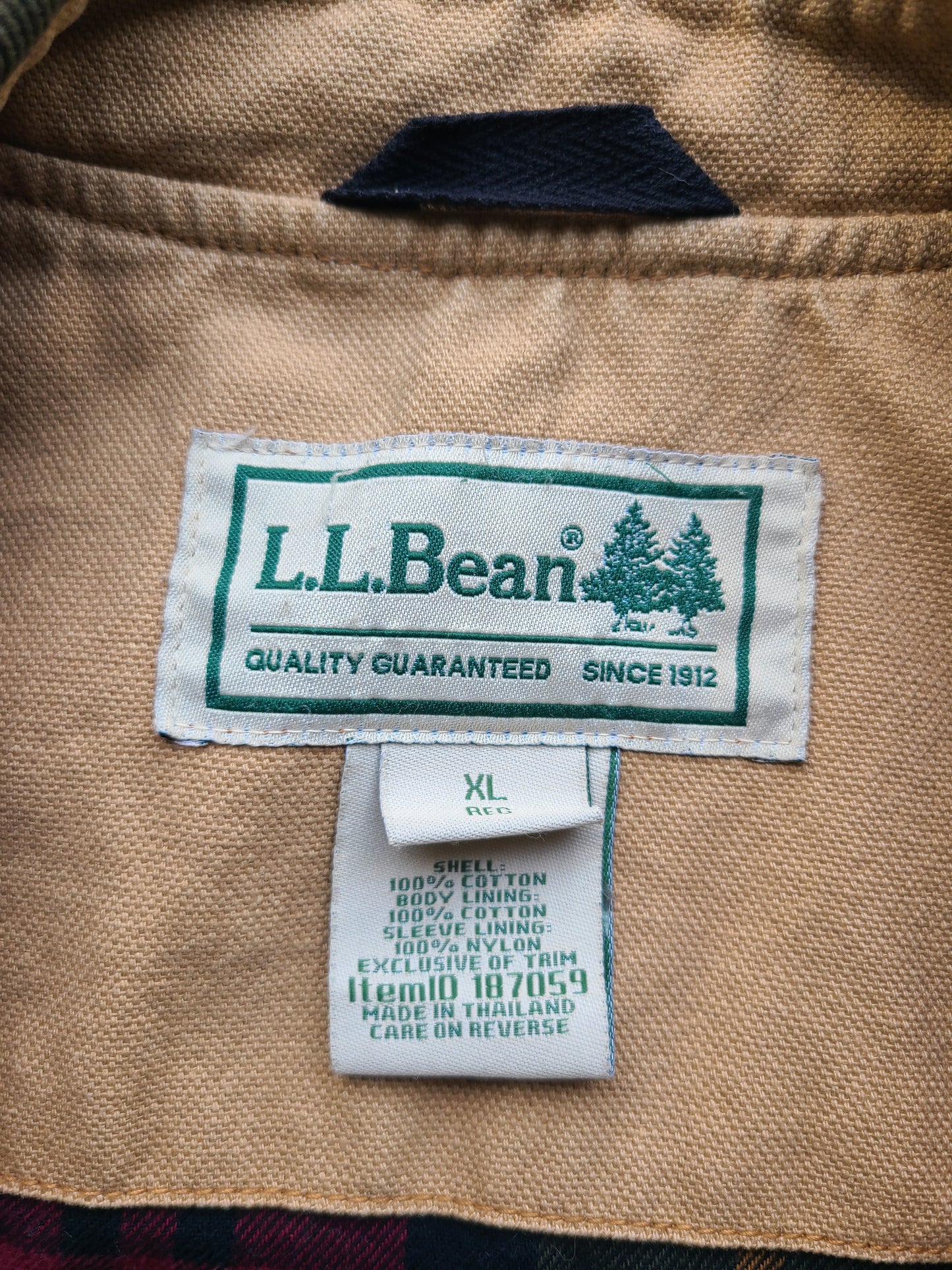 L.L. Bean Flannel Lined Hunting Field Coat Size XL